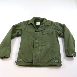 Military Vietnam War USN A-2 DECK JACKET Heavy Cotton Lined Green S 1970s